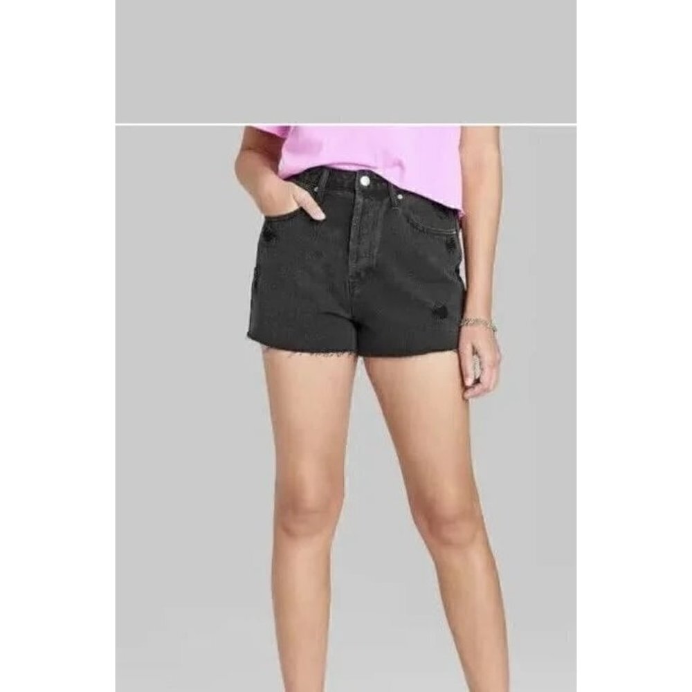 Wild Fable Women's Super High-Rise Cutoff Distressed Shorts Black 4 NWT